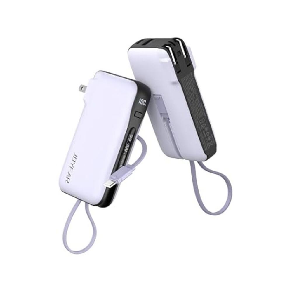 JOYFAR 10,000mAh Powerbank w/AC Plug and Built-in Cables